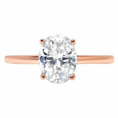 Pre-owned Pucci 2.0 Ct Oval Cut Vvs1 Moissanite Wedding Bridal Promise Ring Solid 14k Rose Gold In White/colorless