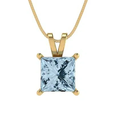 Pre-owned Pucci 2.0 Ct Princess Cut Lab Created Gem Pendant Necklace 18" Chain 14k Yellow Gold
