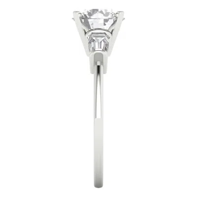 Pre-owned Pucci 2.0 Ct Round Baguette Solitaire Engagement Bridal Wedding Ring 14k White Gold In D