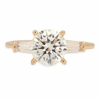 Pre-owned Pucci 2.0 Ct Round Baguette Solitaire Engagement Bridal Wedding Ring 14k Yellow Gold In D