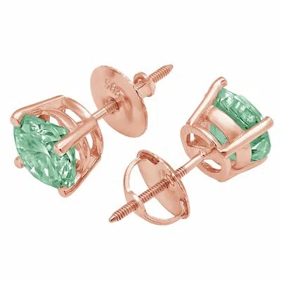 Pre-owned Pucci 2.0 Ct Round Cut Solitaire Blue Moissanite Synthetic Stud Earrings 14k Rose Gold In Pink