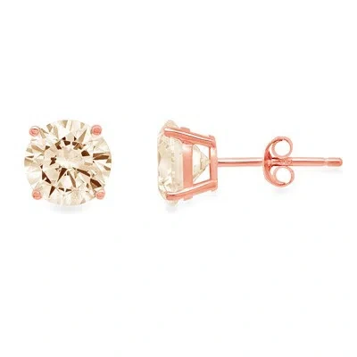 Pre-owned Pucci 2.0 Ct Round Natural Morganite Gift Stud Earrings Solid 14k Rose Gold Push Back In D