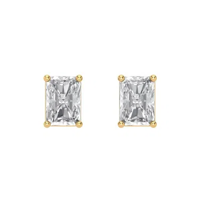Pre-owned Pucci 2.0 Emerald Cut Solitaire Classic Stud Earrings 14k Yellow Gold Real Moissanite In D