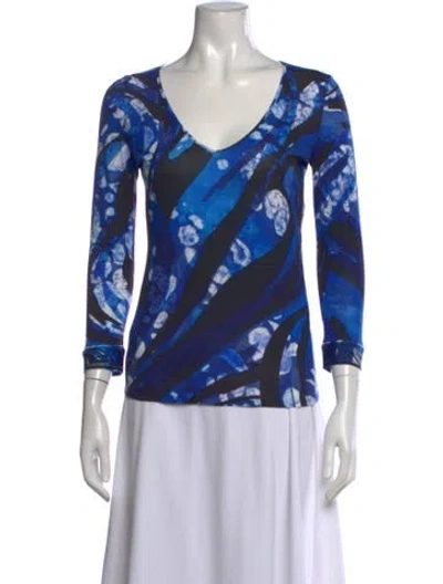 Pre-owned Pucci 2000's Marmo Tie Dye Top In Black/blue