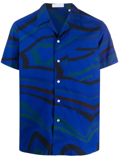 Pre-owned Pucci 2000s Abstract-print Short-sleeved Shirt In Blue