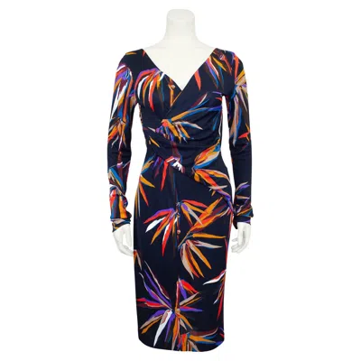 Pre-owned Pucci 2000s Emilio  Black Dress With Birds Of Paradise Print