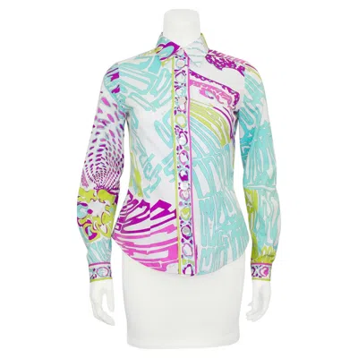 Pre-owned Pucci 2000s Emilio  Cotton Printed Shirt In Gray