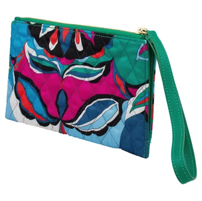Pre-owned Pucci 2000s Emilio  Quilted Silk Wristlet In Blue