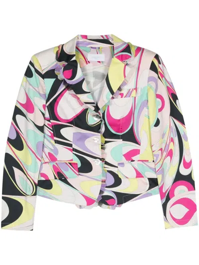 Pre-owned Pucci 2000s Iride-print Single-breasted Blazer In 粉色