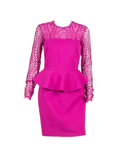 Pre-owned Pucci 2000s Peplum Lace Midi Dress In Pink