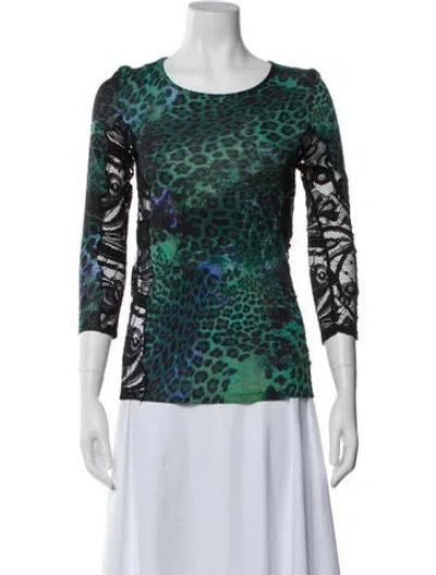 Pre-owned Pucci 2010's Animal Print Top In Green