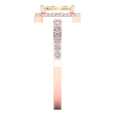Pre-owned Pucci 2.07 Emerald Halo Natural Morganite Classic Bridal Statement Ring 14k Pink Gold In D