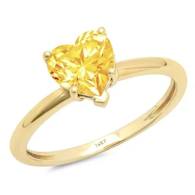Pre-owned Pucci 2.0ct Heart Cut Vvs1 Natural Citrine Wedding Bridal Promise Ring 14k Yellow Gold