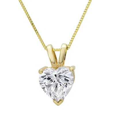 Pre-owned Pucci 2.0ct Heart Lab Created Sapphire Pendant Necklace 18" Chain 14k Yellow Gold In D