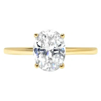 Pre-owned Pucci 2.0ct Oval Cut Synthetic Moissanite Wedding Bridal Promise Ring 14k Yellow Gold In White/colorless