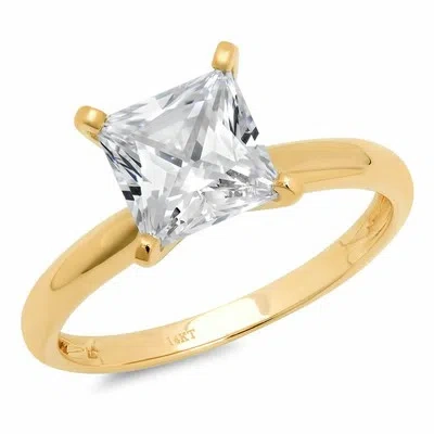 Pre-owned Pucci 2.0ct Brilliant Princess Cut Vvs1 Solitaire Engagement Ring Real 14k Yellow Gold In White/colorless