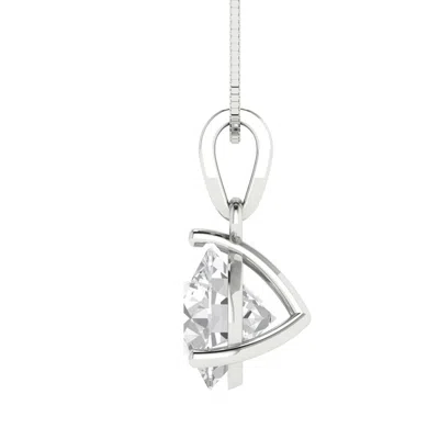 Pre-owned Pucci 2.0ct Round Cut 14k White Gold 3-prong Pendant 16" Chain In D