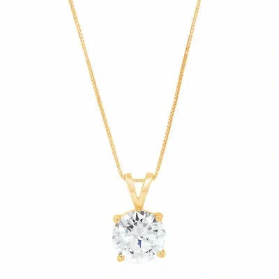 Pre-owned Pucci 2.0ct Round Cut 14k Yellow Gold Designer Solitaire Pendant 16" Chain