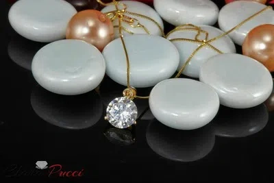 Pre-owned Pucci 2.0ct Round Cut 14k Yellow Gold Simulated Diamond 3-prong Pendant 16" Chain