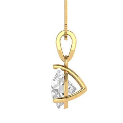 Pre-owned Pucci 2.0ct Round Cut 14k Yellow Gold Simulated Diamond 3-prong Pendant 18" Chain