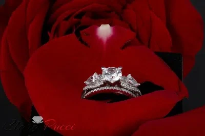 Pre-owned Pucci 2.10 Carat Round Cut Halo Engagement Ring Band Set Real 14k White Gold Bridal In White/colorless