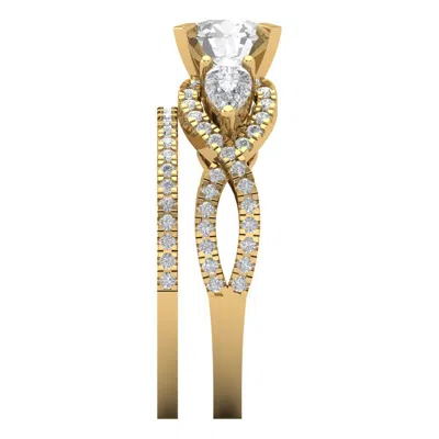 Pre-owned Pucci 2.10 Carat Round Cut Halo Engagement Ring Band Set Real 14k Yellow Gold Bridal In White/colorless
