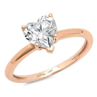Pre-owned Pucci 2.1ct Heart Simulated Diamond Promise Engagement Solitaire Ring 14k Rose Gold In White/colorless