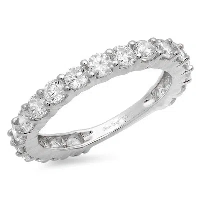 Pre-owned Pucci 2.1ct Round Simulated Diamond Eternity Wedding Anniversary Band 14k White Gold In White/colorless