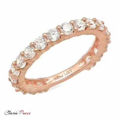 Pre-owned Pucci 2.20 Ct Round Cut Vvs1 19-stone Engagement Wedding Ring Band Solid 14k Rose Gold In D