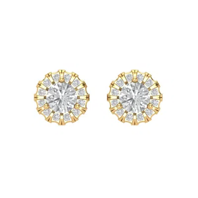 Pre-owned Pucci 2.20 Ctw Round Brilliant Cut Solitaire Halo Stud Earrings Solid 14k Yellow Gold In D