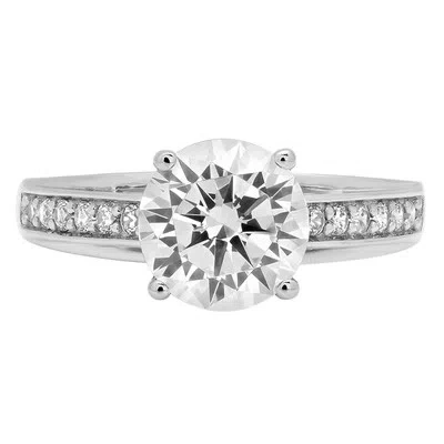 Pre-owned Pucci 2.21 Round Cut Cathedral Moissanite Classic Bridal Statement Ring 14k White Gold In White/colorless