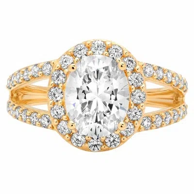Pre-owned Pucci 2.24 Ct Oval Cut Halo Solitaire Engagement Bridal Wedding Ring 14k Yellow Gold In White/colorless
