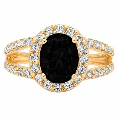 Pre-owned Pucci 2.24 Oval Split Shank Natural Onyx Modern Statement Ring Solid 14k Yellow Gold In D