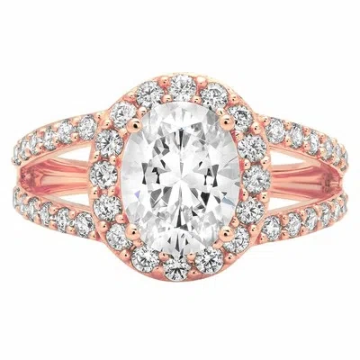 Pre-owned Pucci 2.24ct Oval Cut Vvs1 Halo Solitaire Engagement Bridal Wedding Ring 14k Rose Gold In White/colorless