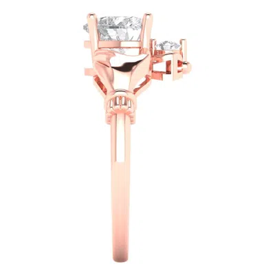 Pre-owned Pucci 2.25 Ct Heart Cut Irish Celtic Claddagh Wedding Promise Ring Solid 14k Rose Gold In D