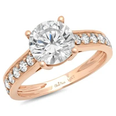 Pre-owned Pucci 2.25 Ct Round Cut Moissanite Promise Bridal Wedding Designer Ring 14k Rose Gold In White/colorless