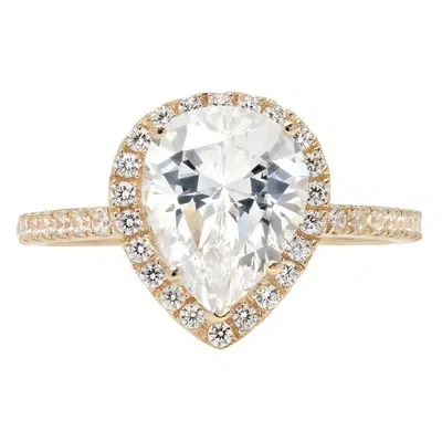 Pre-owned Pucci 2.25ct Pear Simulated Diamond Halo Anniversary Engagement Ring 14k Yellow Gold