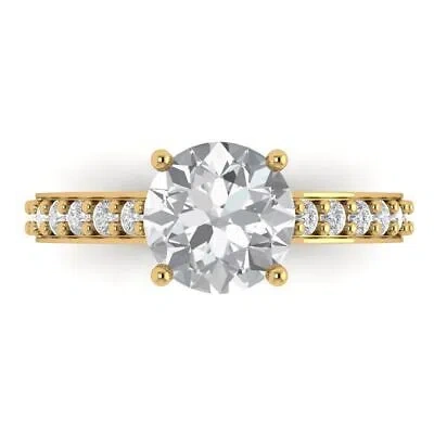 Pre-owned Pucci 2.25ct Rd Cut Moissanite Classic Bridal Statement Designer Ring 14k Yellow Gold