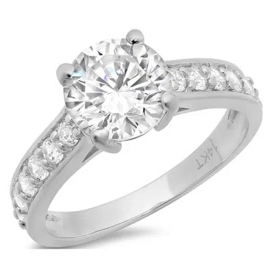 Pre-owned Pucci 2.25ct Round Synthetic Moissanite Promise Wedding Designer Ring 14k White Gold In White/colorless