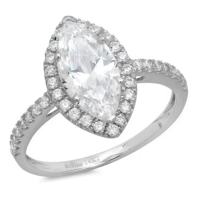 Pre-owned Pucci 2.28ct Marquise Cut Halo Simulated Engagement Anniversary Ring 14k White Gold In D