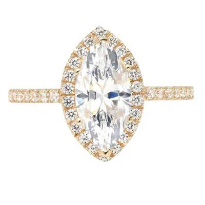 Pre-owned Pucci 2.28ct Marquise Simulated Diamond Halo Statement Engagement Ring 14k Yellow Gold