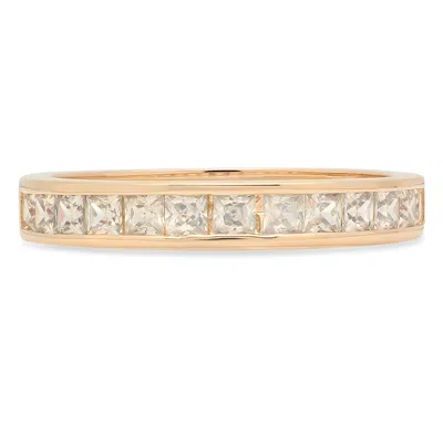 Pre-owned Pucci 2.2ct Princess Cut Simulated Diamond Channel Set Stacking Band 14k Yellow Gold In White/colorless