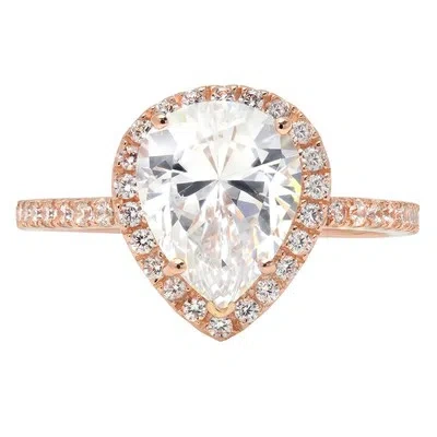 Pre-owned Pucci 2.35ct Pear Simulated Diamond Halo Statement Engagement Ring 14k Rose Gold
