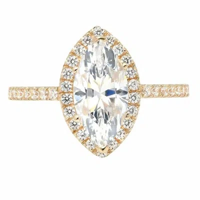 Pre-owned Pucci 2.38 Marquise Cut Solitaire Engagement Wedding Bridal Ring Halo 14k Yellow Gold In D