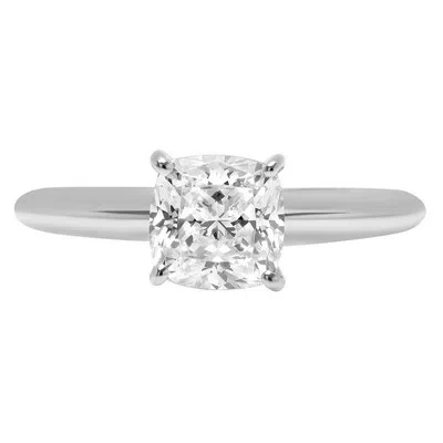 Pre-owned Pucci 2.3ct Cushion Simulated Diamond Solitaire Statement Promise Ring 14k White Gold
