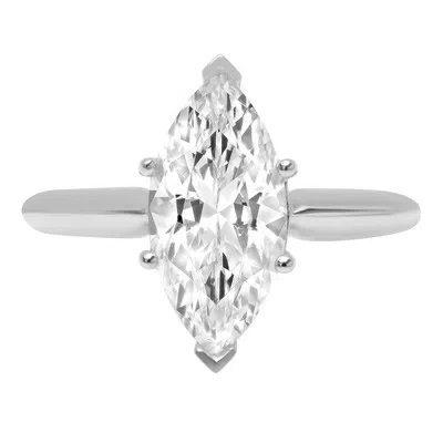 Pre-owned Pucci 2.3ct Marquise Simulated Diamond Solitaire Statement Promise Ring 14k White Gold