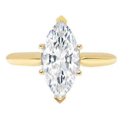Pre-owned Pucci 2.3ct Marquise Simulated Diamond Classic Statement Promise Ring 14k Yellow Gold