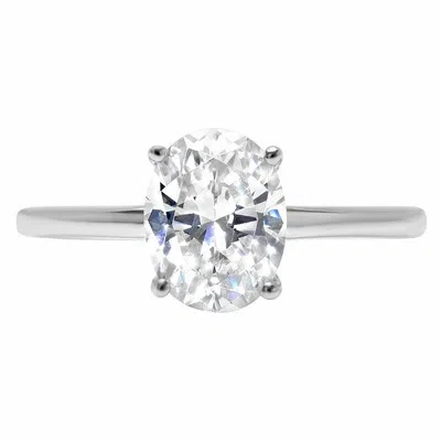 Pre-owned Pucci 2.3ct Oval Cut Simulated Bridal Solitaire Statement Promise Ring 14k White Gold In D