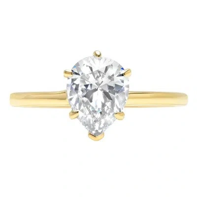 Pre-owned Pucci 2.3ct Pear Simulated Diamond Solitaire Statement Promise Ring 14k Yellow Gold