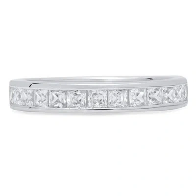 Pre-owned Pucci 2.3ct Princess Simulated Diamond Channel Set Stacking Band 14k White Real Gold In White/colorless